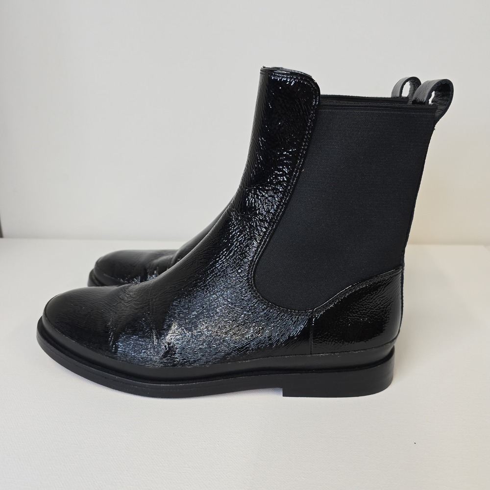 Vince Black Patent‎ Leather Chelsea Boots Women's US 6.5 EU 36.5 - Picture 3 of 7